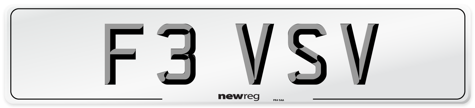 F3 VSV Number Plate from New Reg